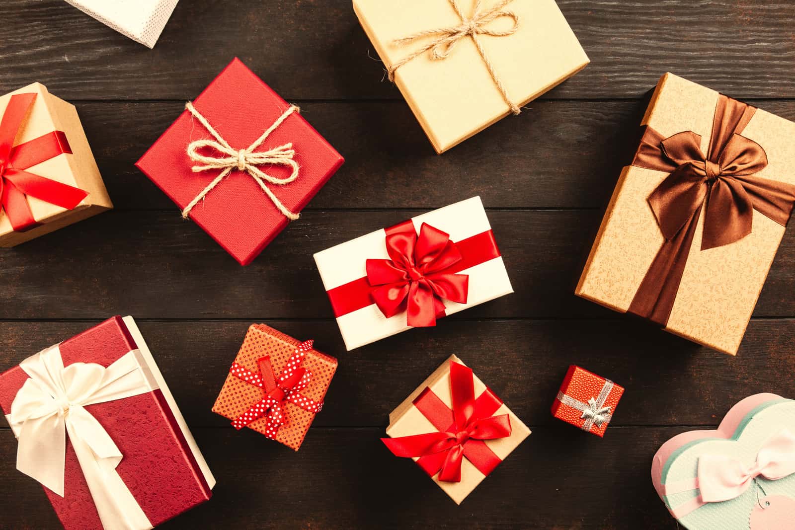 A small gift wrapped in kraft paper on a bright table